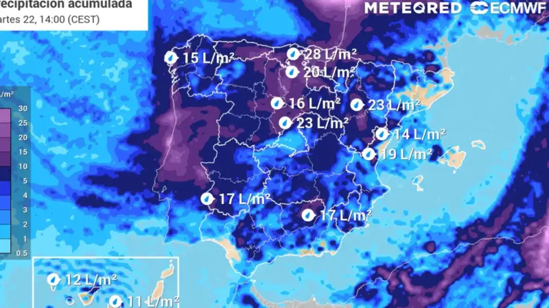 Mapa de España con predicción de tiempo para Semana Santa