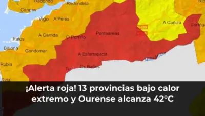 ¡Alerta roja! 13 provincias bajo calor extremo y Ourense alcanza 42°C