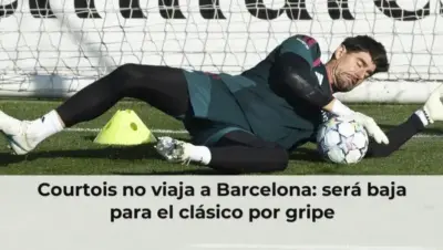 Courtois no viaja a Barcelona: será baja para el clásico por gripe