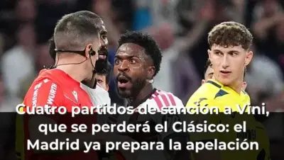 Cuatro partidos de sanción a Vini, que se perderá el Clásico: el Madrid ya prepara la apelación