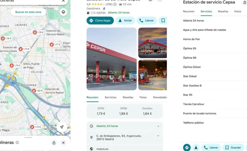 Combustible con descuento, estación de servicio