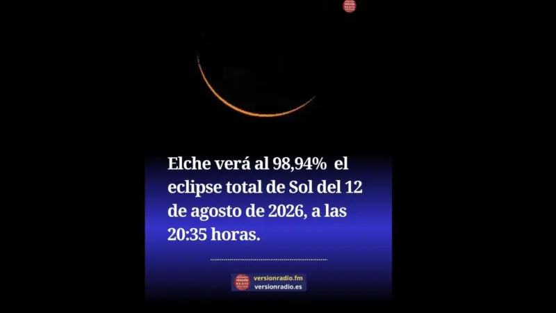 El eclipse solar del 12 de agosto se verá en Elche y las comarcas del Vinalopó con una parcialidad del 98 %