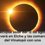 El eclipse solar del 12 de agosto se verá en Elche y las comarcas del Vinalopó con una parcialidad del 98 %