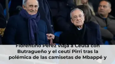 Florentino Pérez viaja a Ceuta con Butragueño y el ceutí Pirri tras la polémica de las camisetas de Mbappé y Vinícius