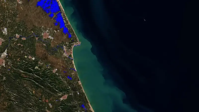 La huella territorial de la dana Adam: 67 km2 inundados en la Albufera valenciana y cauces fluviales