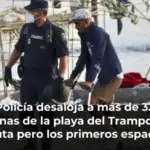 La Policía desaloja a más de 3.500 personas de la playa del Trampolín de Ceuta pero los primeros espacios temporales solo pueden albergar a la mitad