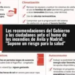 Las recomendaciones del Gobierno a los ciudadanos ante el humo de los incendios de Ávila y Madrid: 
