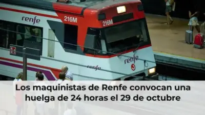 Los maquinistas de Renfe convocan una huelga de 24 horas el 29 de octubre