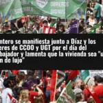 Montero se manifiesta junto a Díaz y los líderes de CCOO y UGT por el día del trabajador y lamenta que la vivienda sea