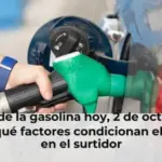 Precio de la gasolina hoy, 2 de octubre de 2026: qué factores condicionan el precio en el surtidor