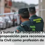 PSOE y Sumar han bloqueado 71 veces una proposición para reconocer a la Guardia Civil como profesión de riesgo