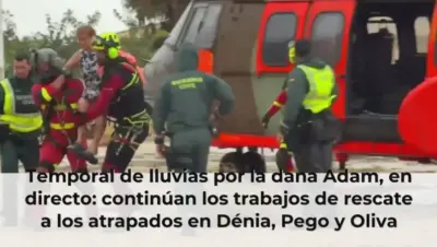 Temporal de lluvias por la dana Adam, en directo: continúan los trabajos de rescate a los atrapados en Dénia, Pego y Oli