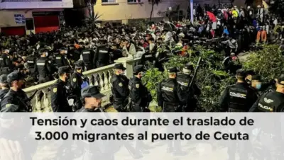 Tensión y caos durante el traslado de 3.000 migrantes al puerto de Ceuta