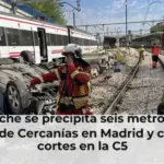 Un coche se precipita seis metros a las vías de Cercanías en Madrid y causa cortes en la C5