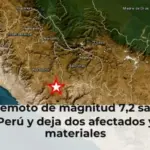 Un terremoto de magnitud 7,2 sacude el sur de Perú y deja dos afectados y daños materiales