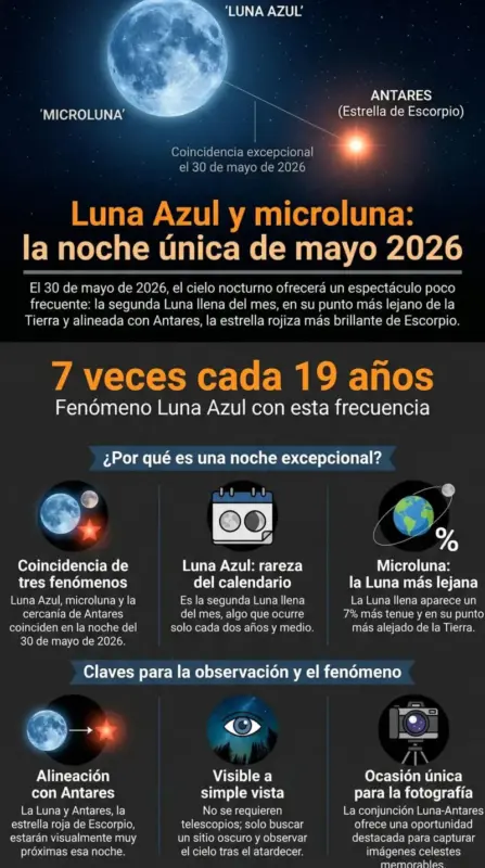Una luna azul y una microluna, la rara combinación astronómica que tardará décadas en repetirse: cómo y cuándo verlas