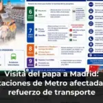 Visita del papa a Madrid: estaciones de Metro afectadas y refuerzo de transporte